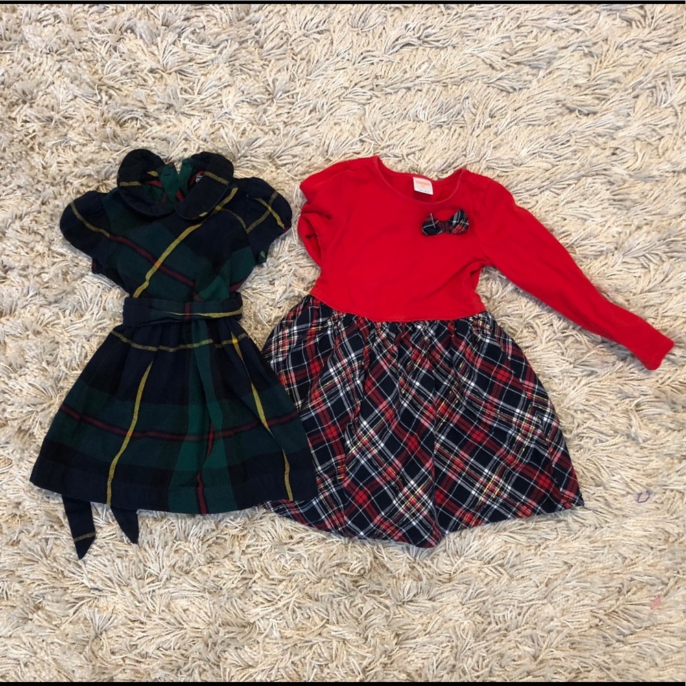 Two 2t Holiday Dresses in Plaid and Tartan